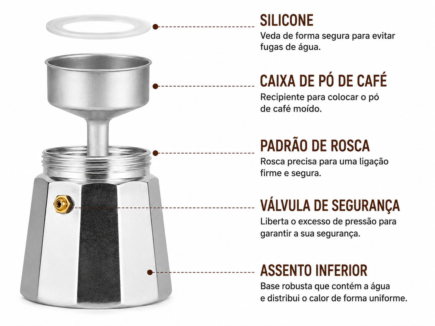 Cafeteira moka elétrica automática prepara café italiano autêntico em casa, corte de energia automático