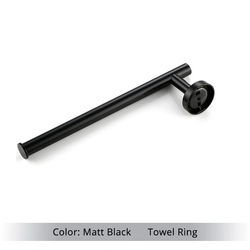 Brushed Gold Bathroom Accessories Set - Wall Mount Hand Towel Bar Rack Toilet Paper Holder Robe Hook Hardware Kit