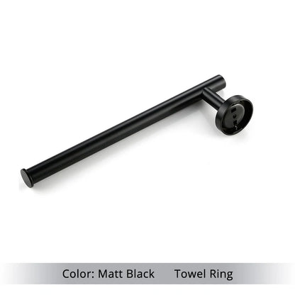 Brushed Gold Bathroom Accessories Set - Wall Mount Hand Towel Bar Rack Toilet Paper Holder Robe Hook Hardware Kit