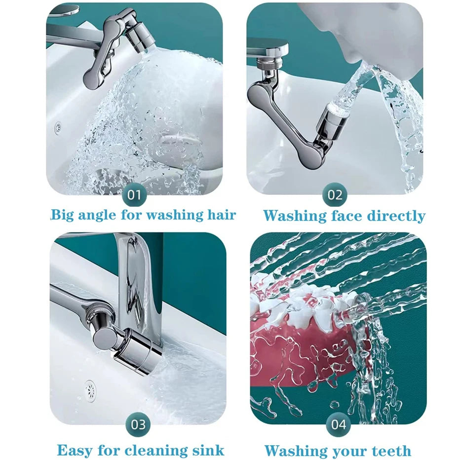 Stainless Steel Faucet Extender 1080 °Swivel Water Tap Nozzle Faucet Sprayer Universal Bathroom Mixer Aerator 2 Spray Modes