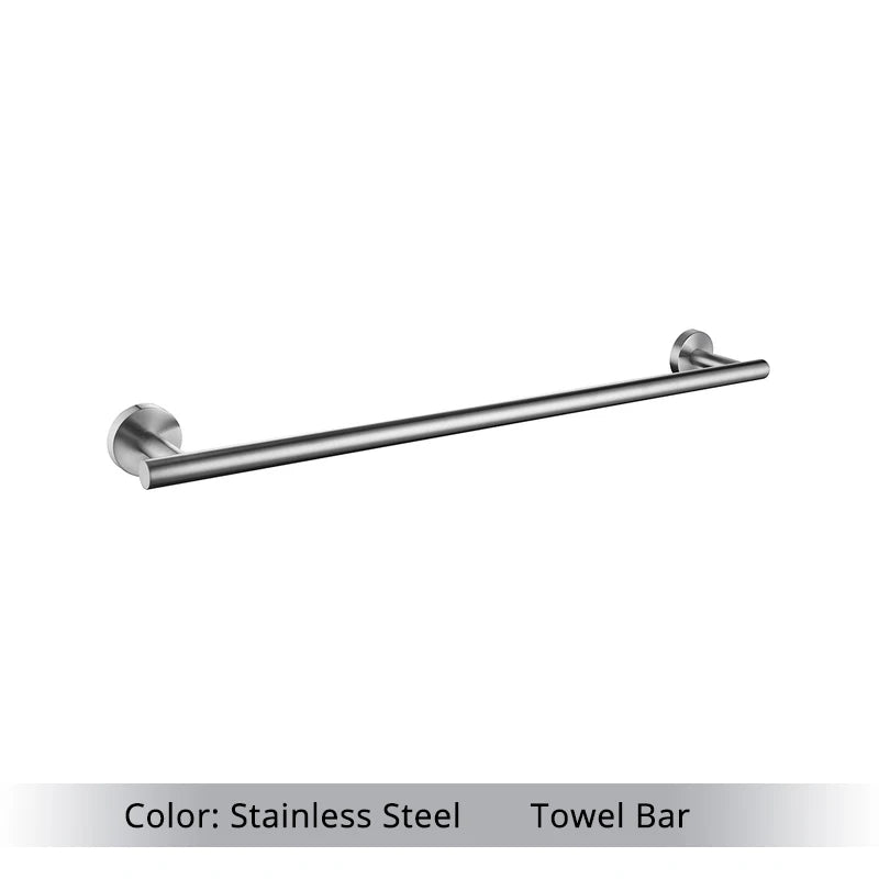 Brushed Gold Bathroom Accessories Set - Wall Mount Hand Towel Bar Rack Toilet Paper Holder Robe Hook Hardware Kit