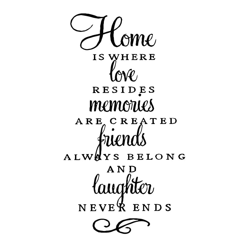Wall Quote Stickers Home Decor - Home Is Where Love Resides...Modern Wall Art Vinyl Decal Stickers