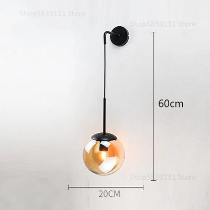 Nordic Modern Glass Ball Wall Lamps Retro Simple Bedside Living Room Decoration Lights Corridor Staircase LED Lighting Fixtures