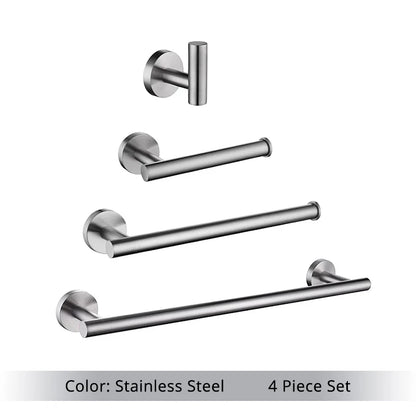 Brushed Gold Bathroom Accessories Set - Wall Mount Hand Towel Bar Rack Toilet Paper Holder Robe Hook Hardware Kit