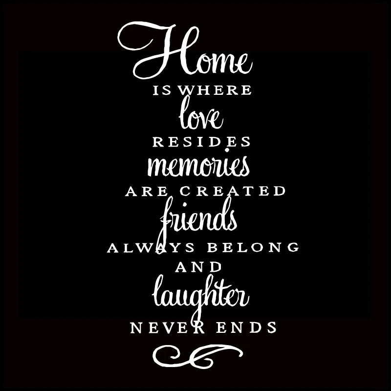 Wall Quote Stickers Home Decor - Home Is Where Love Resides...Modern Wall Art Vinyl Decal Stickers