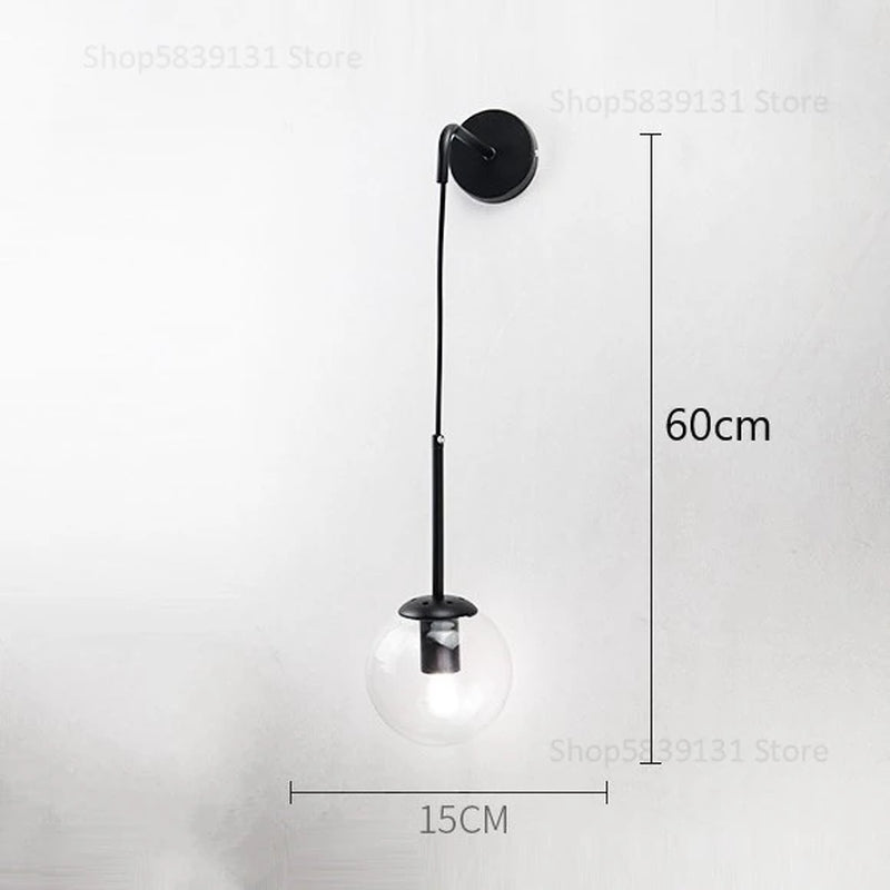 Nordic Modern Glass Ball Wall Lamps Retro Simple Bedside Living Room Decoration Lights Corridor Staircase LED Lighting Fixtures