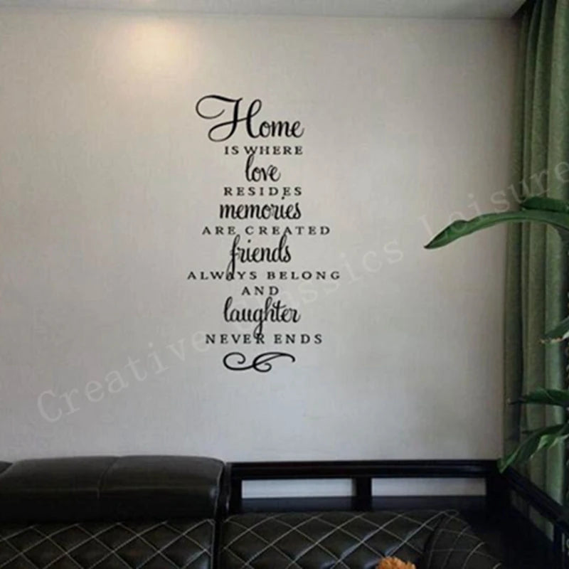 Wall Quote Stickers Home Decor - Home Is Where Love Resides...Modern Wall Art Vinyl Decal Stickers