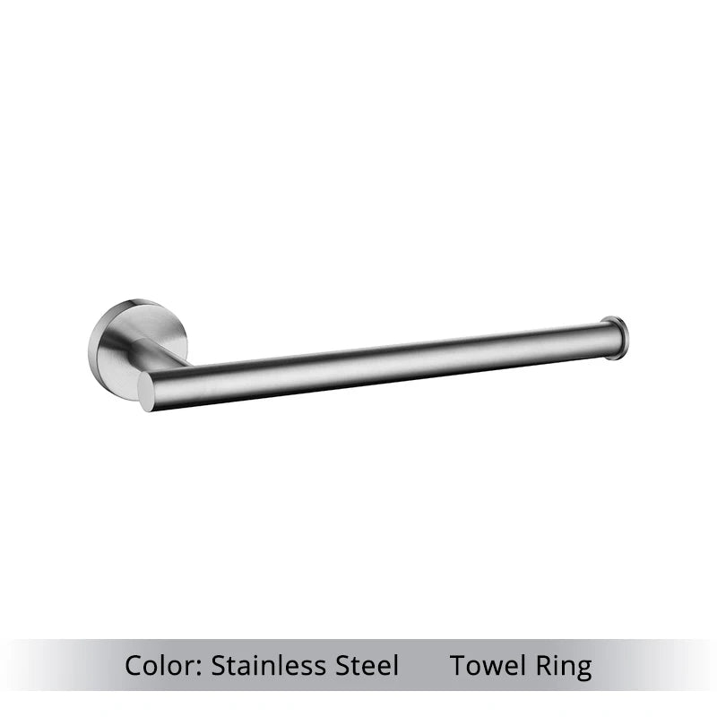 Brushed Gold Bathroom Accessories Set - Wall Mount Hand Towel Bar Rack Toilet Paper Holder Robe Hook Hardware Kit