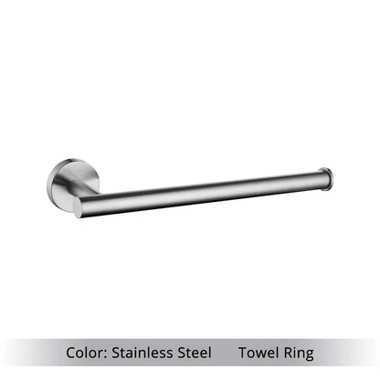 Brushed Gold Bathroom Accessories Set - Wall Mount Hand Towel Bar Rack Toilet Paper Holder Robe Hook Hardware Kit