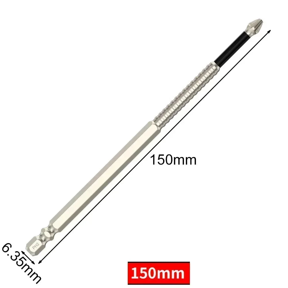 1Pc Magnetic Screwdriver Bit Alloy Steel Anti-Slip Long Drill Bits 1/4 Hex Shank PH2 Head Screwdriver Bit Hand Tools 25-150Mm