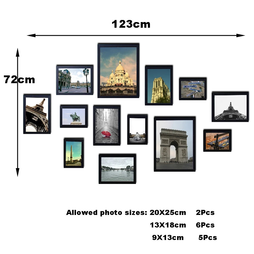 13Pcs/Set Wood Picture Frames for Wall Hanging, Photo Frame Wall with Picture Classic Wooden Frame for Home Decor