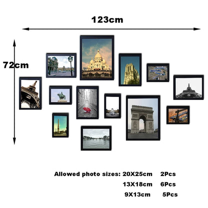 13Pcs/Set Wood Picture Frames for Wall Hanging, Photo Frame Wall with Picture Classic Wooden Frame for Home Decor