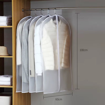 Clothes Hanging Dust Cover Wedding Dress Cover Suit Coat Storage Bag Transparent Fully Enclosed Clothes Cover with Zipper