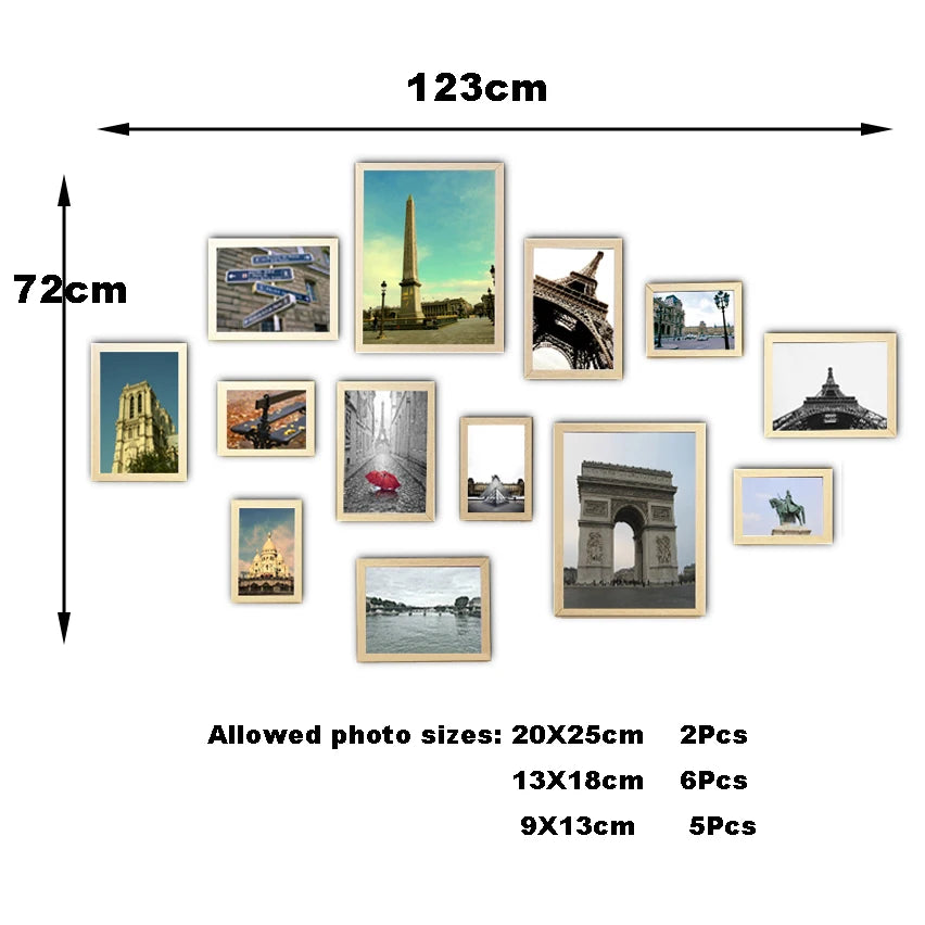 13Pcs/Set Wood Picture Frames for Wall Hanging, Photo Frame Wall with Picture Classic Wooden Frame for Home Decor
