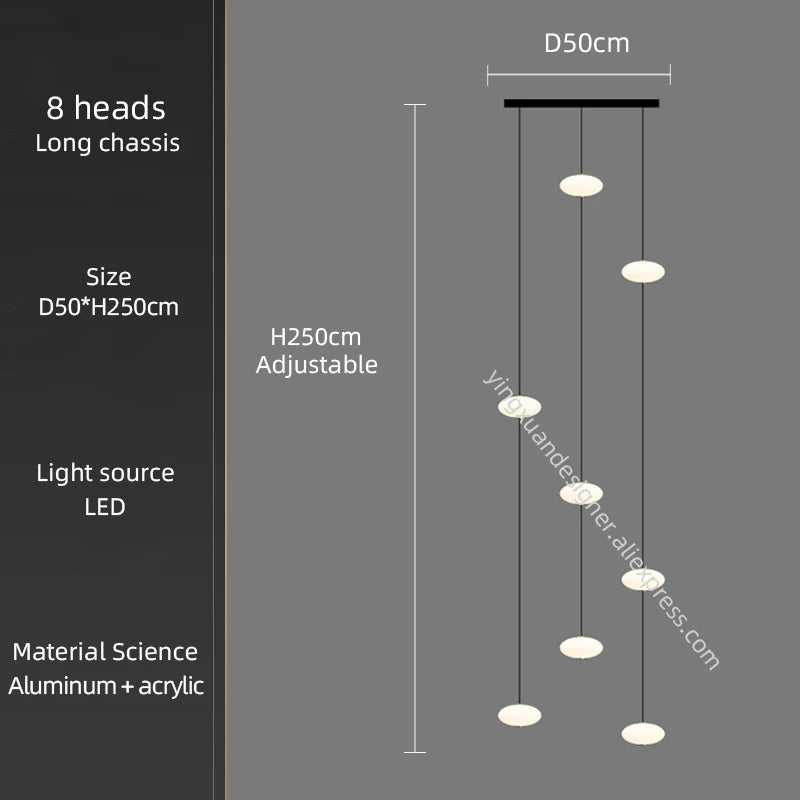 Minimalist Chandelier Villa Revolving Staircase Pendent Lamp Hotel Hall Hanging Lamp for Ceiling Lamps Nordic Hanging Chandelier