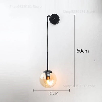 Nordic Modern Glass Ball Wall Lamps Retro Simple Bedside Living Room Decoration Lights Corridor Staircase LED Lighting Fixtures