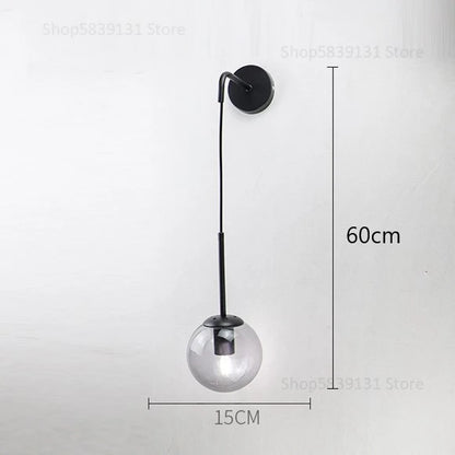Nordic Modern Glass Ball Wall Lamps Retro Simple Bedside Living Room Decoration Lights Corridor Staircase LED Lighting Fixtures