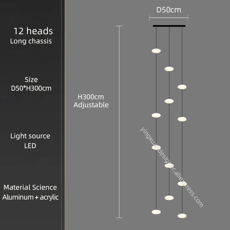 Minimalist Chandelier Villa Revolving Staircase Pendent Lamp Hotel Hall Hanging Lamp for Ceiling Lamps Nordic Hanging Chandelier