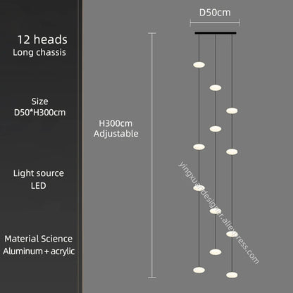 Minimalist Chandelier Villa Revolving Staircase Pendent Lamp Hotel Hall Hanging Lamp for Ceiling Lamps Nordic Hanging Chandelier