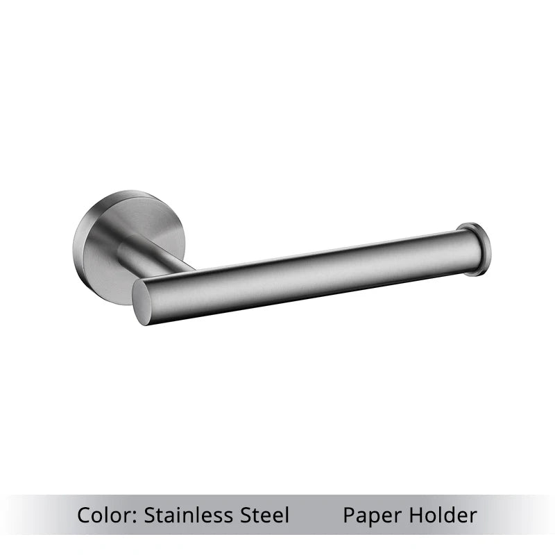Brushed Gold Bathroom Accessories Set - Wall Mount Hand Towel Bar Rack Toilet Paper Holder Robe Hook Hardware Kit