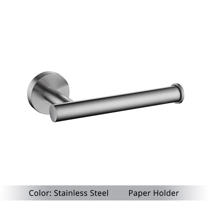 Brushed Gold Bathroom Accessories Set - Wall Mount Hand Towel Bar Rack Toilet Paper Holder Robe Hook Hardware Kit
