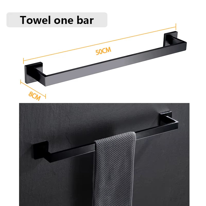 Bathroom Hardware Set Bathroom Accessories Black Robe Hook Towel Rail Bar Rack Bar Shelf Tissue Paper Holder Toothbrush Holder