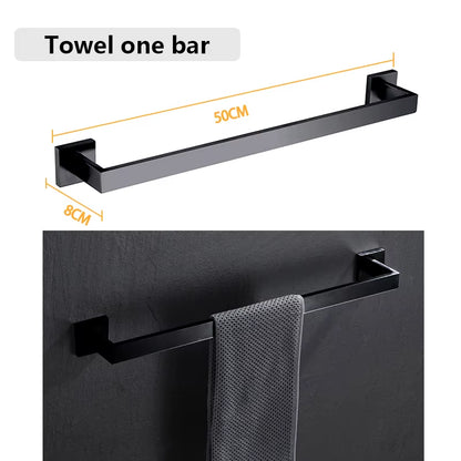 Bathroom Hardware Set Bathroom Accessories Black Robe Hook Towel Rail Bar Rack Bar Shelf Tissue Paper Holder Toothbrush Holder