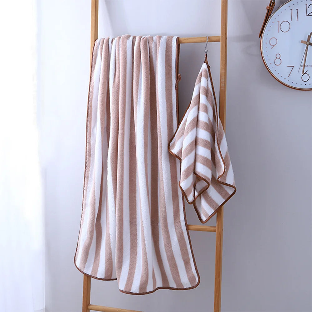 35X75Cm Stripes Absorbent Quick Drying Bath Towel Sets Soft Adults Face Hand Towels Bathroom Microfiber Swim Bath Towels 2022