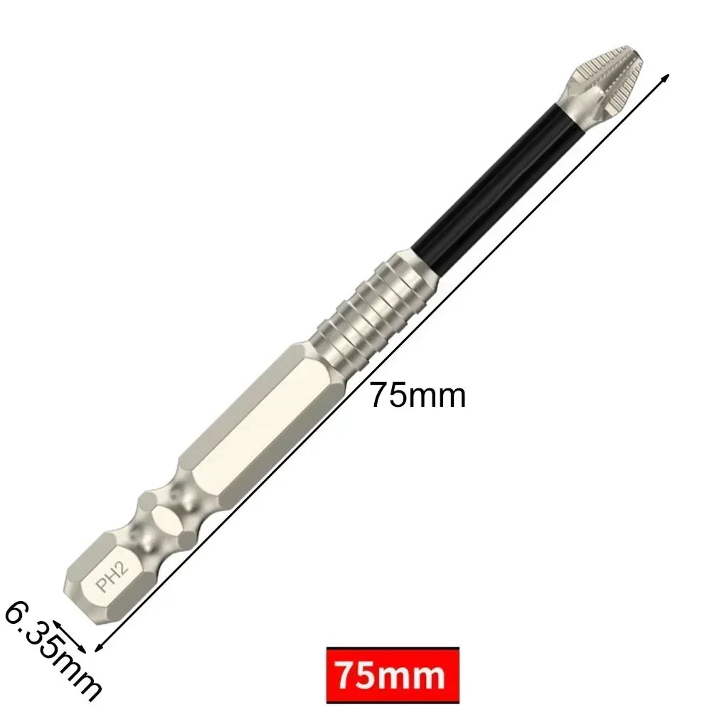 1Pc Magnetic Screwdriver Bit Alloy Steel Anti-Slip Long Drill Bits 1/4 Hex Shank PH2 Head Screwdriver Bit Hand Tools 25-150Mm