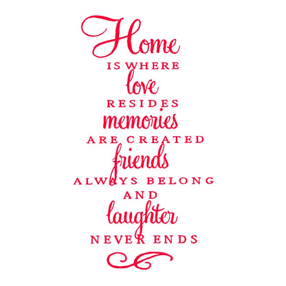 Wall Quote Stickers Home Decor - Home Is Where Love Resides...Modern Wall Art Vinyl Decal Stickers
