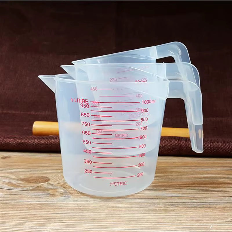 3Pcs 250/500/1000Ml Baking Liquid Measuring Cups PVC Scale Cup Plastic Measuring Volume Beaker Kitchen Baking Tools
