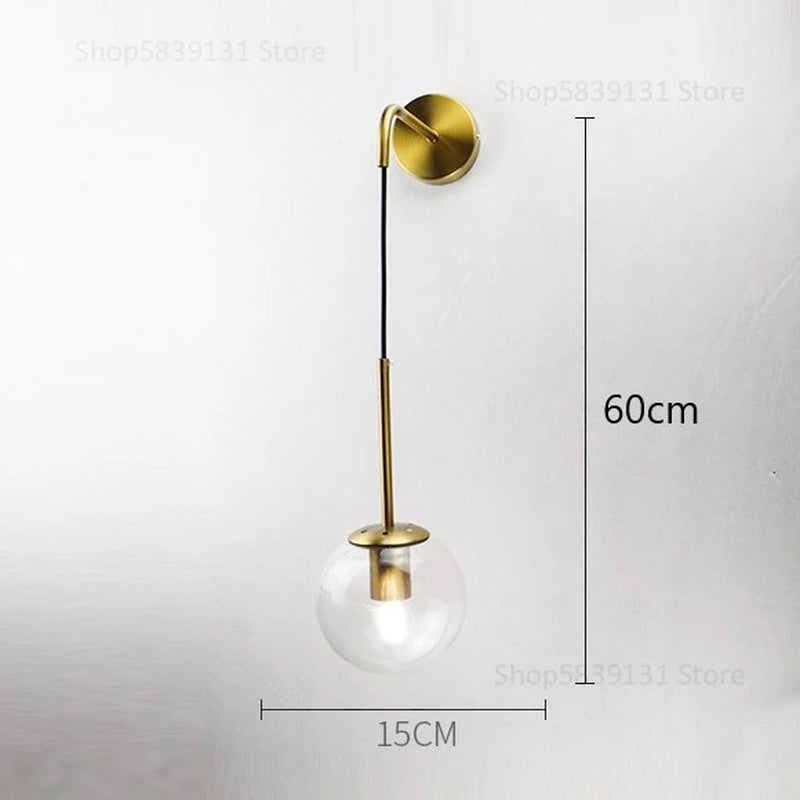 Nordic Modern Glass Ball Wall Lamps Retro Simple Bedside Living Room Decoration Lights Corridor Staircase LED Lighting Fixtures