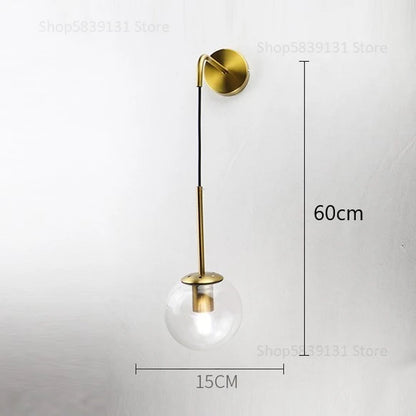 Nordic Modern Glass Ball Wall Lamps Retro Simple Bedside Living Room Decoration Lights Corridor Staircase LED Lighting Fixtures
