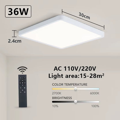 Tuya Smart LED Ceiling Lamp Wood Grain App Voice Control Alexa/Google Remote Control Square Ceiling Lights Living Room