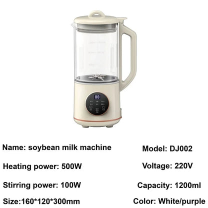 1.2L Soybean Milk Machine Electric Juicer Blender Mixer Soybean Milk Maker High Speed Blender Rice Paste Maker Breakfast Machine