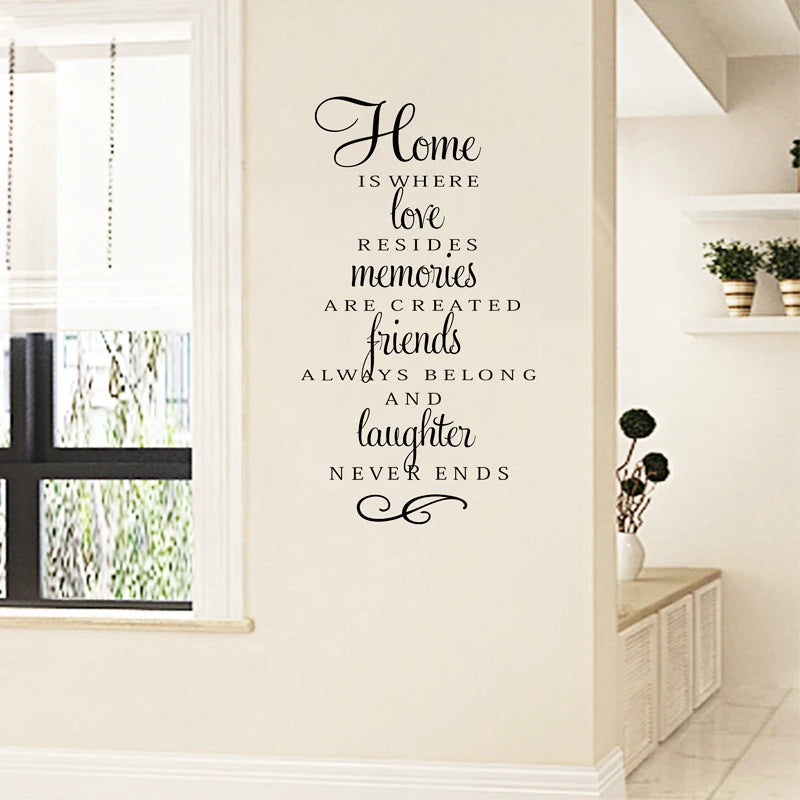 Wall Quote Stickers Home Decor - Home Is Where Love Resides...Modern Wall Art Vinyl Decal Stickers