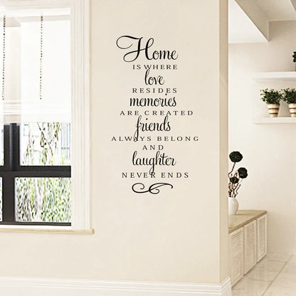 Wall Quote Stickers Home Decor - Home Is Where Love Resides...Modern Wall Art Vinyl Decal Stickers