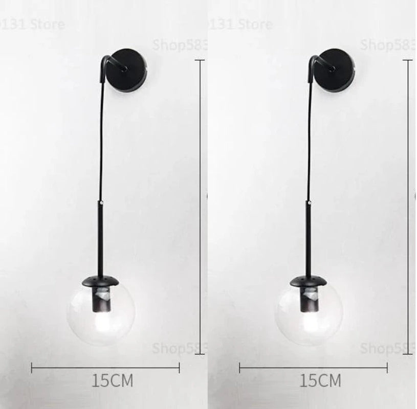 Nordic Modern Glass Ball Wall Lamps Retro Simple Bedside Living Room Decoration Lights Corridor Staircase LED Lighting Fixtures