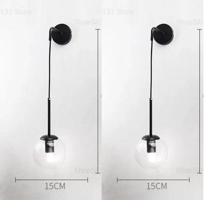 Nordic Modern Glass Ball Wall Lamps Retro Simple Bedside Living Room Decoration Lights Corridor Staircase LED Lighting Fixtures