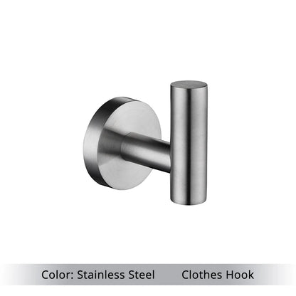 Brushed Gold Bathroom Accessories Set - Wall Mount Hand Towel Bar Rack Toilet Paper Holder Robe Hook Hardware Kit
