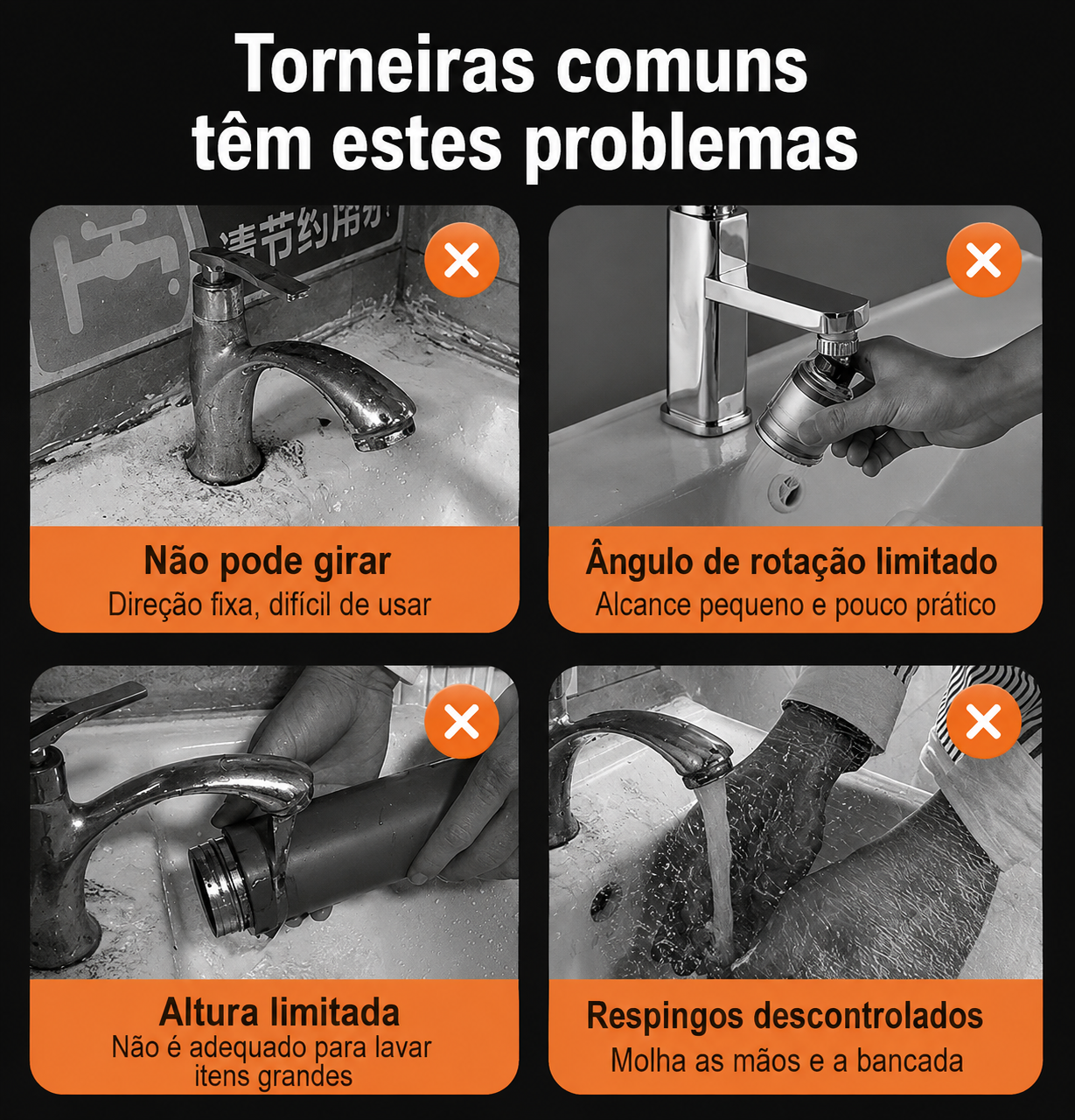 Extensor de Torneira Giratório 1080°