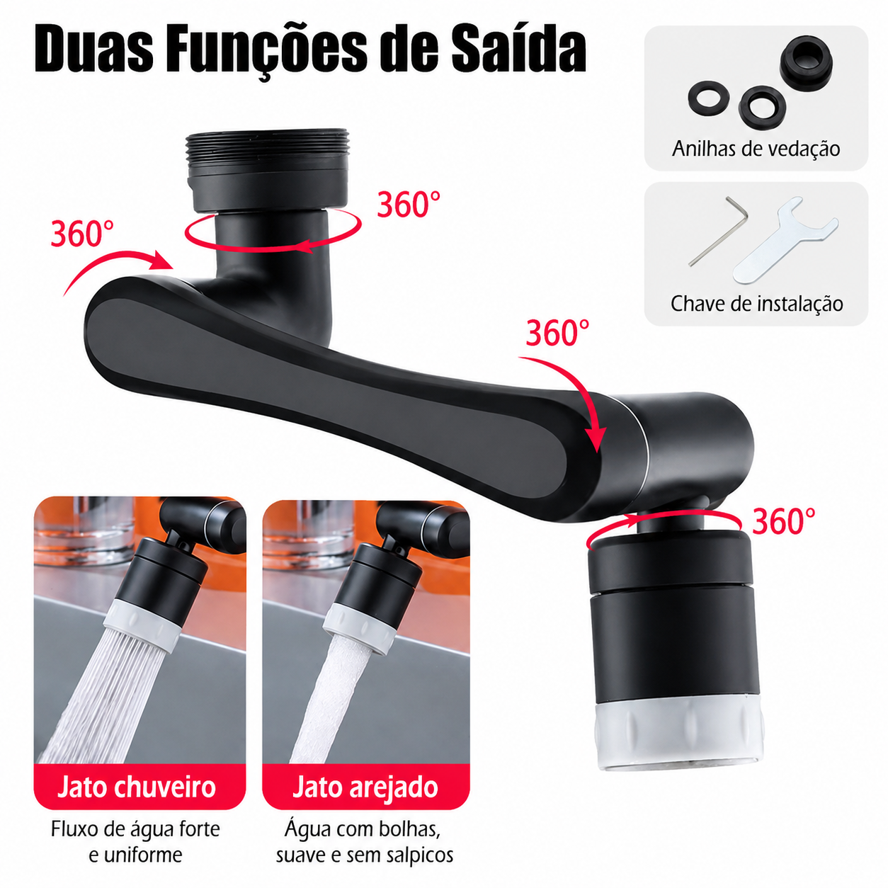 Extensor de Torneira Giratório 1080°