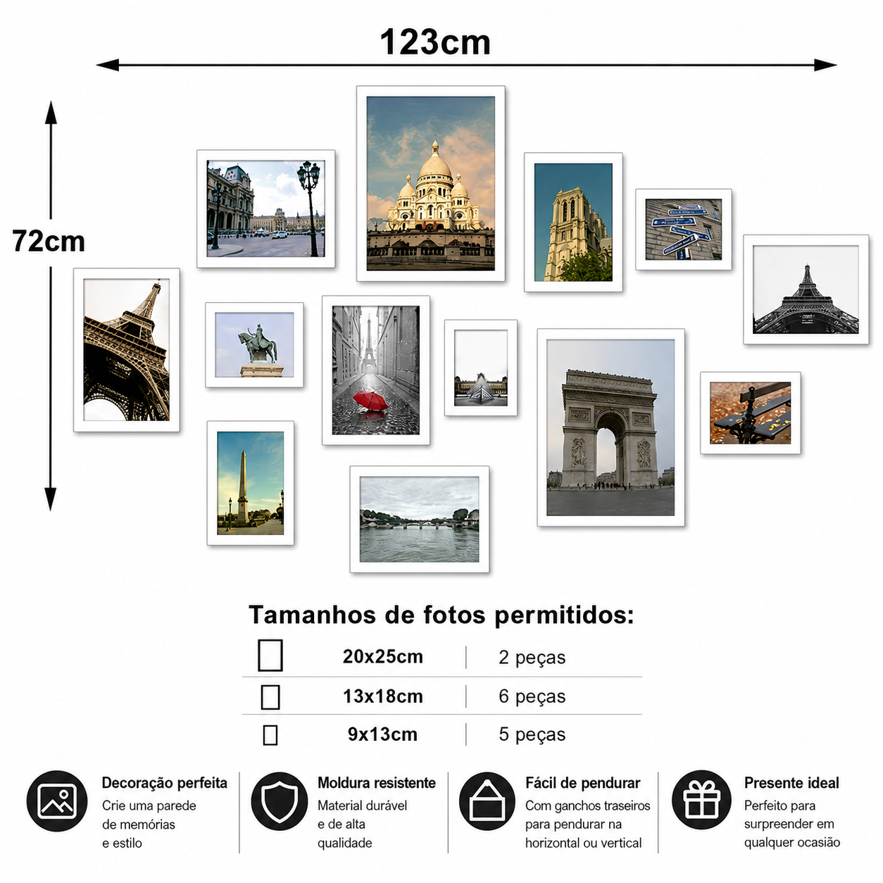 Porta-Retrato de Alumínio para Mesa Moldura Elegante para Fotos, Certificados e Diplomas, Ideal para Casa ou Escritório