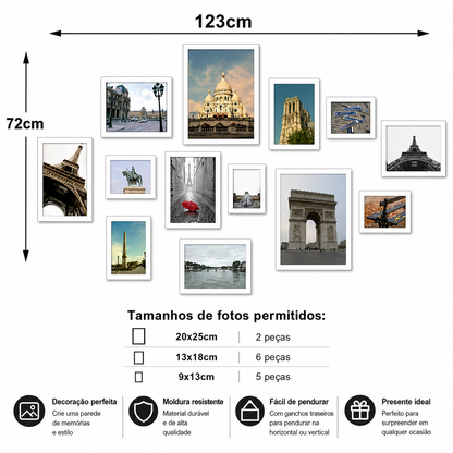 Porta-Retrato de Alumínio para Mesa Moldura Elegante para Fotos, Certificados e Diplomas, Ideal para Casa ou Escritório