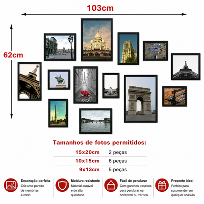 Porta-Retrato de Alumínio para Mesa Moldura Elegante para Fotos, Certificados e Diplomas, Ideal para Casa ou Escritório
