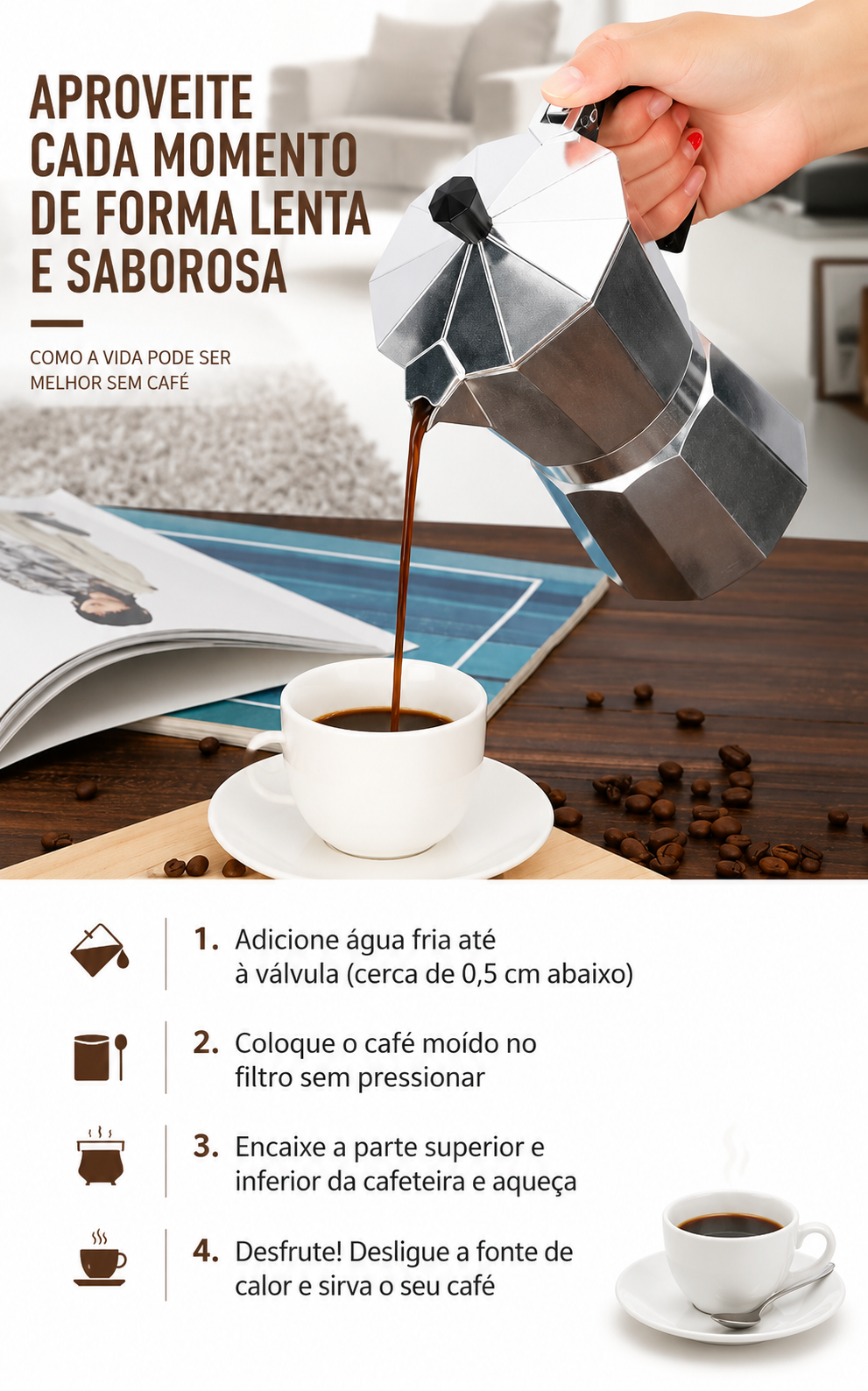 Cafeteira moka elétrica automática prepara café italiano autêntico em casa, corte de energia automático