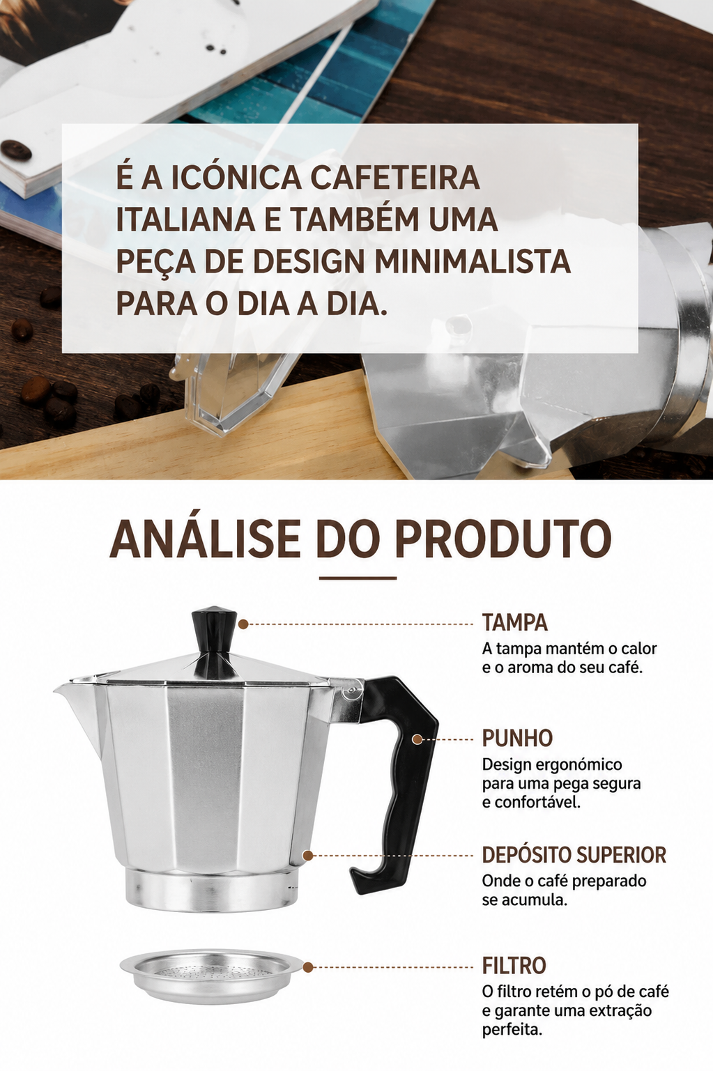 Cafeteira moka elétrica automática prepara café italiano autêntico em casa, corte de energia automático