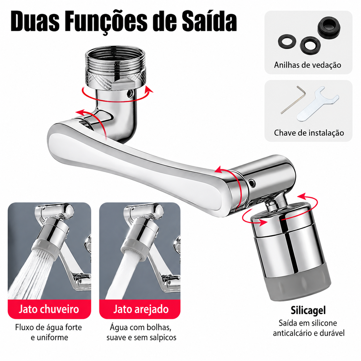 Extensor de Torneira Giratório 1080°