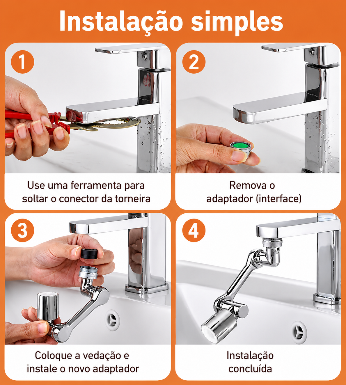 Extensor de Torneira Giratório 1080°
