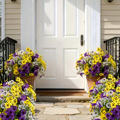 Flores decorativas artificiais de amor-perfeito para decoração interior ou exterior, perfeitas para usar em floreiras